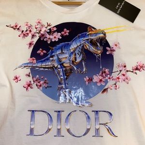 Dior x sorayama dinosaur print t shirt
